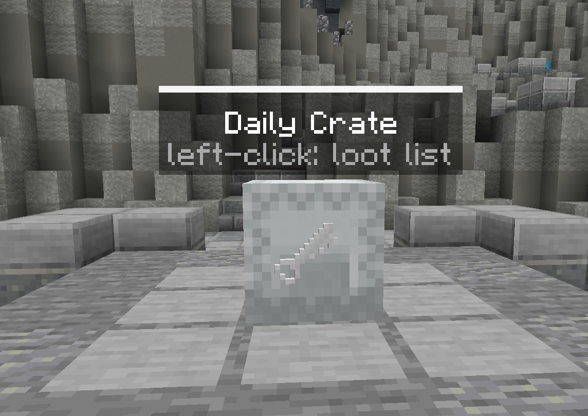 A crate (colored shulker) + opening it with a key.