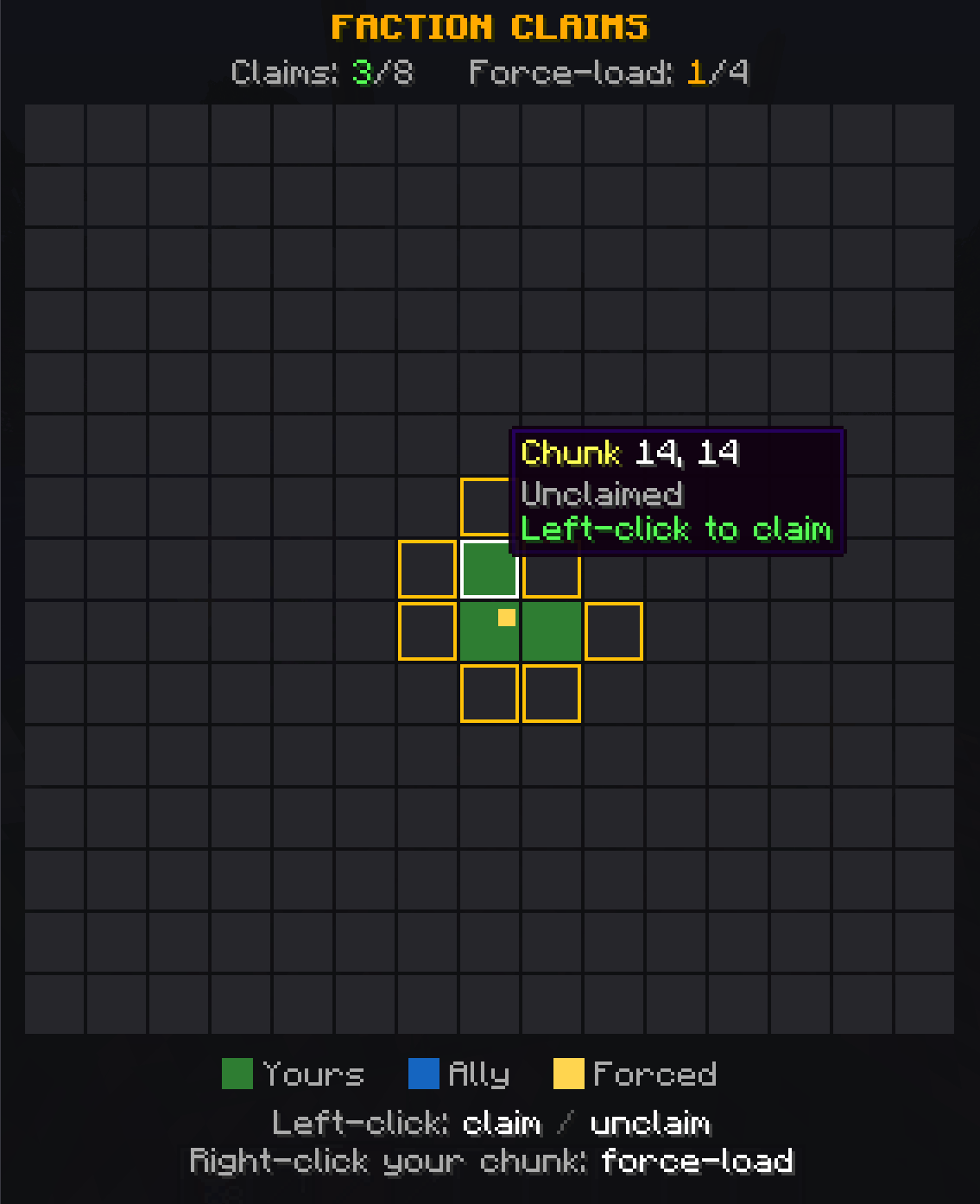 The claim map (/f claim menu).
