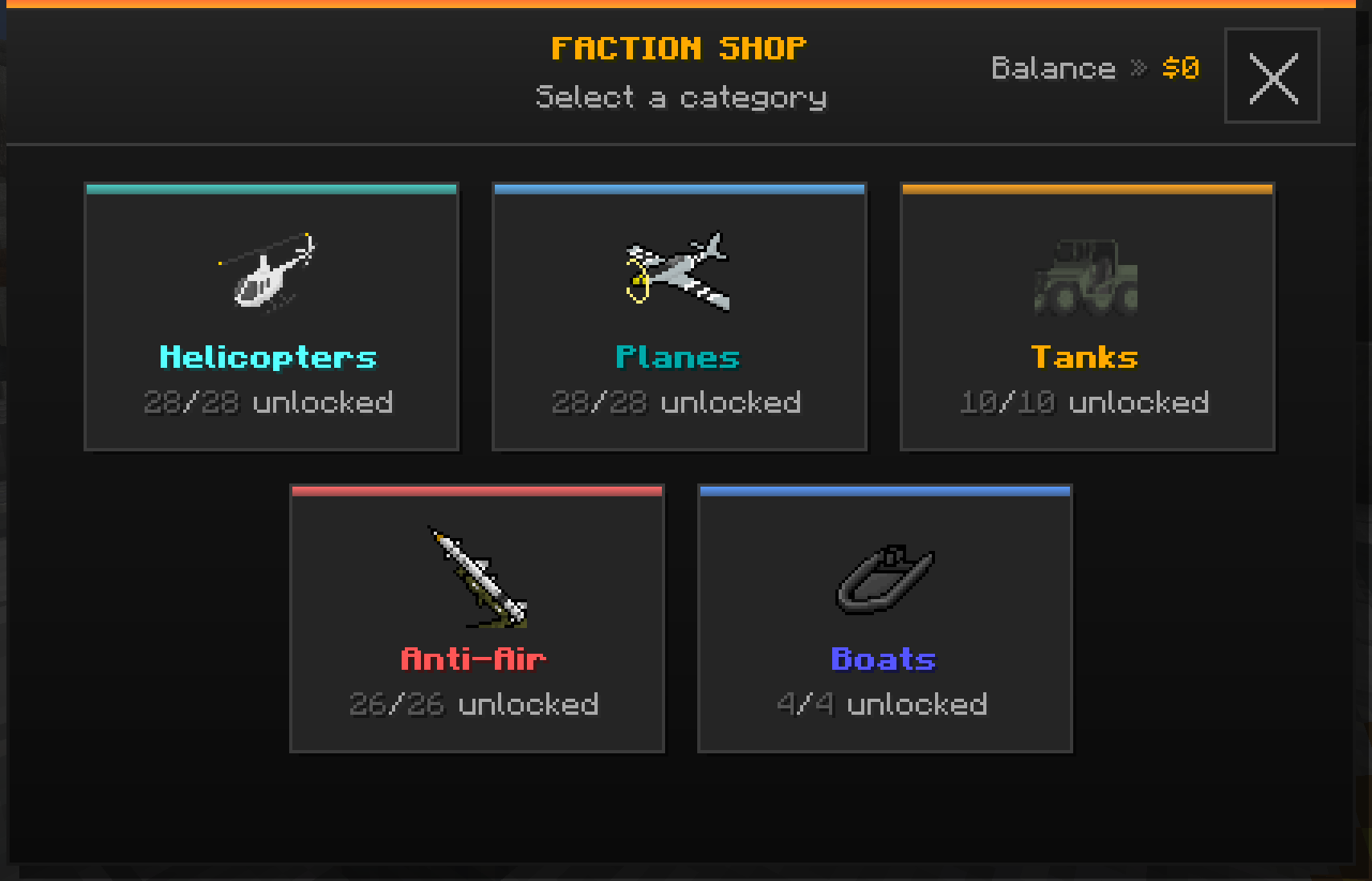 The faction shop (/f shop).