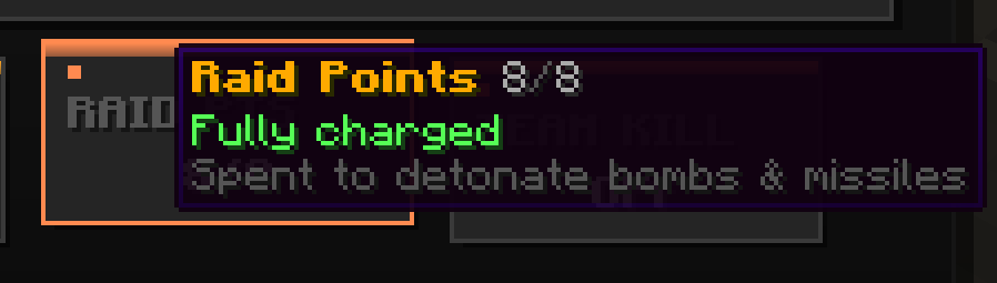 The RAID PTS card in /f menu (with the regen tooltip).