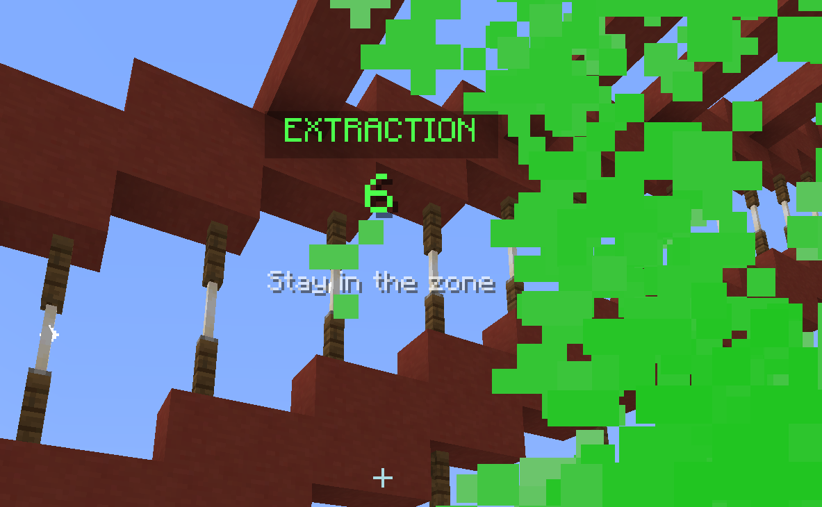 The extraction zone's smoke + the countdown.